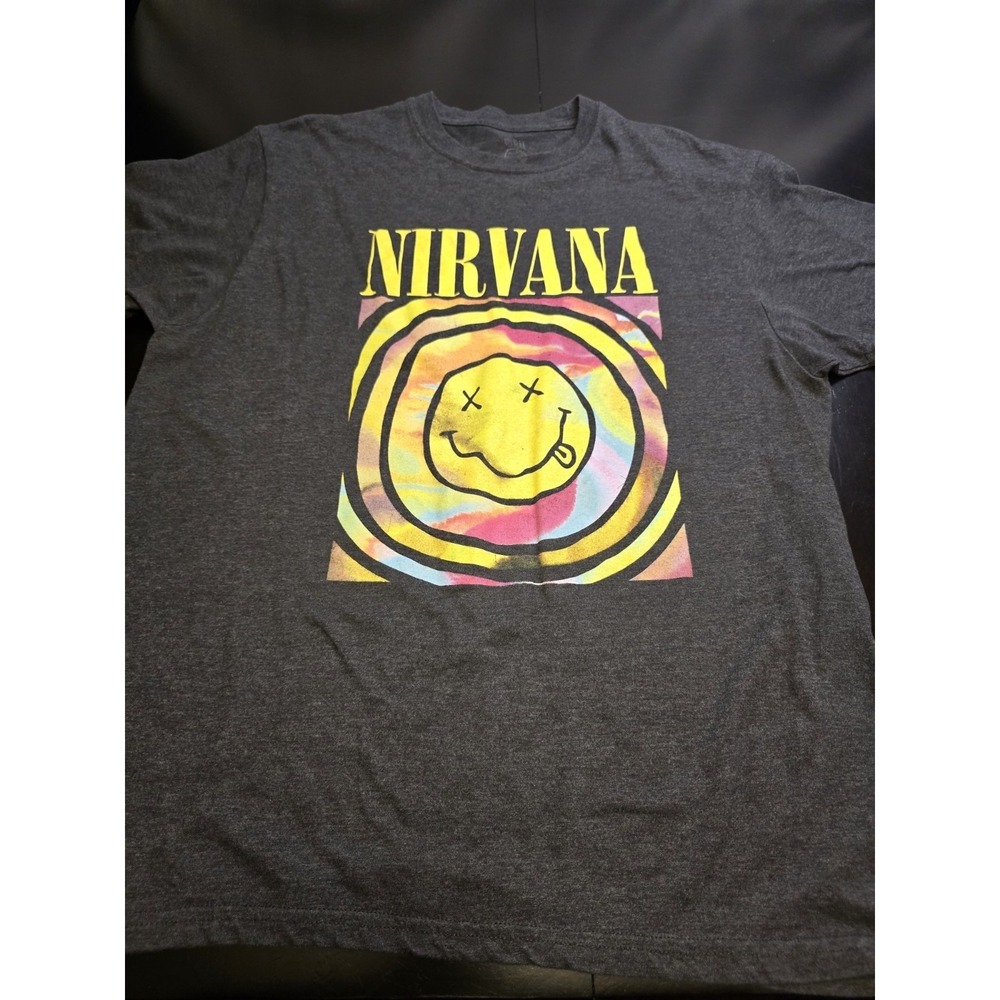 Nirvana Graphic Smiley Face Charcoal T-Shirt XL